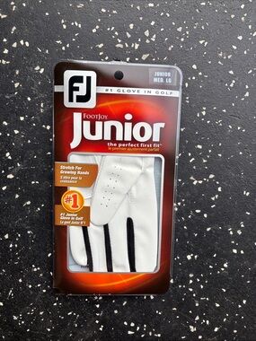 FootJoy Junior Golf Glove in White with Black Stripes